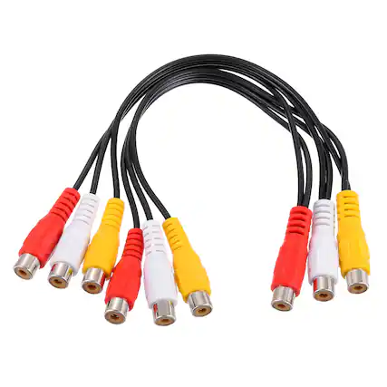 Front. Unique Bargains - AV Audio Video Splitter Cable, 3 RCA Female to 6 RCA Female, Composite Video Splitter Adapter Output Cables - Black.