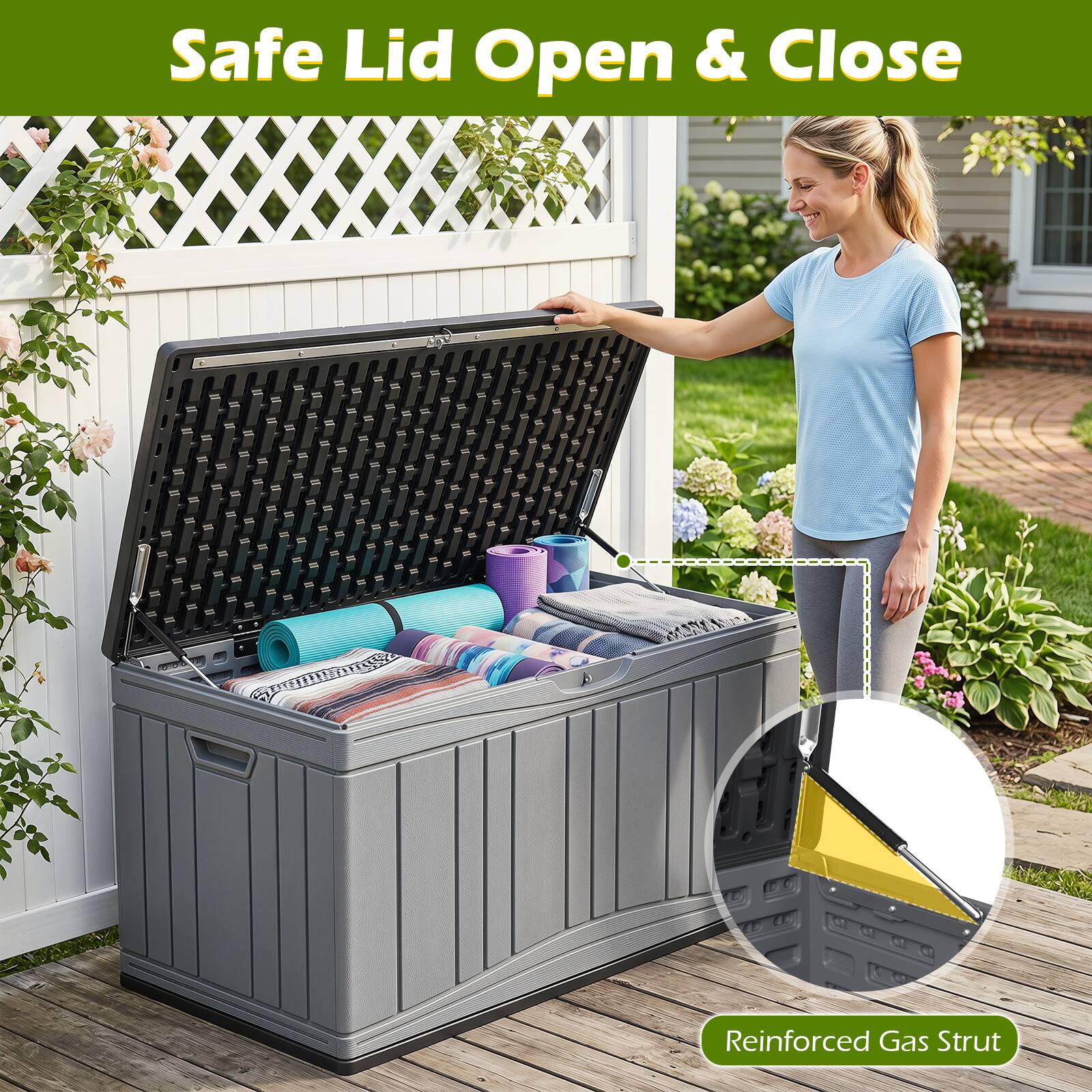 Safe Lid Open & Close  
Reinforced Gas Strut