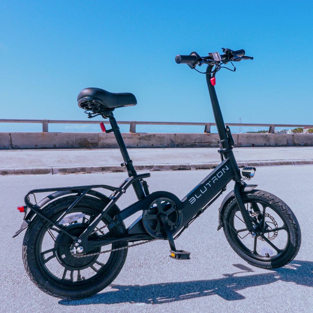 Alt View 2. Blutron - EB350F Foldable Ebike Black, 20 mile Max Range and 20MPH Max Speed - Black.