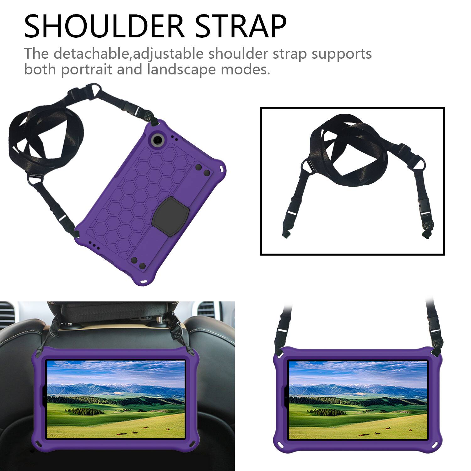 SHOULDER STRAP

The detachable, adjustable shoulder strap supports both portrait and landscape modes.