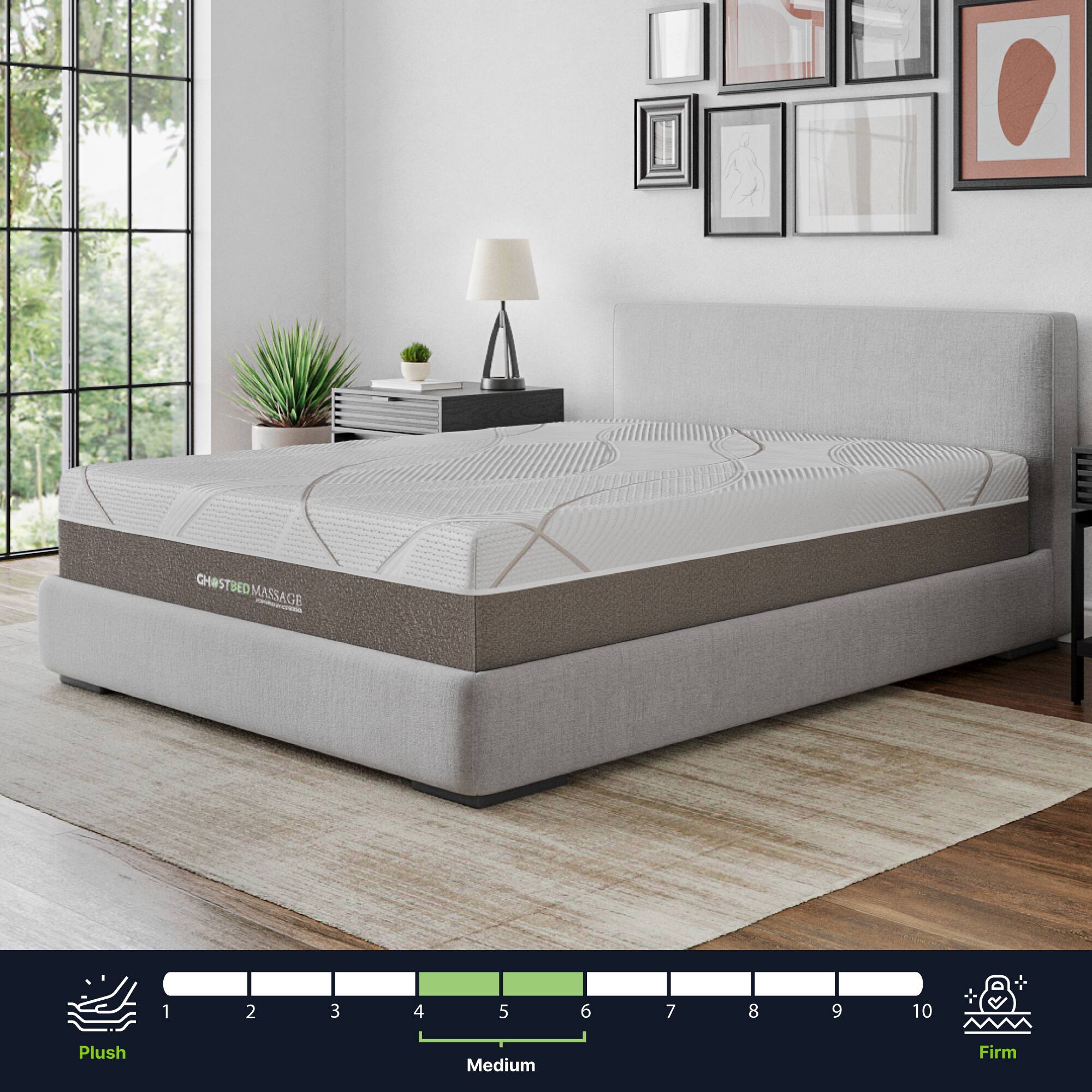 Left. Ghostbed - GhostBed Memory Foam Massage Mattress - White.
