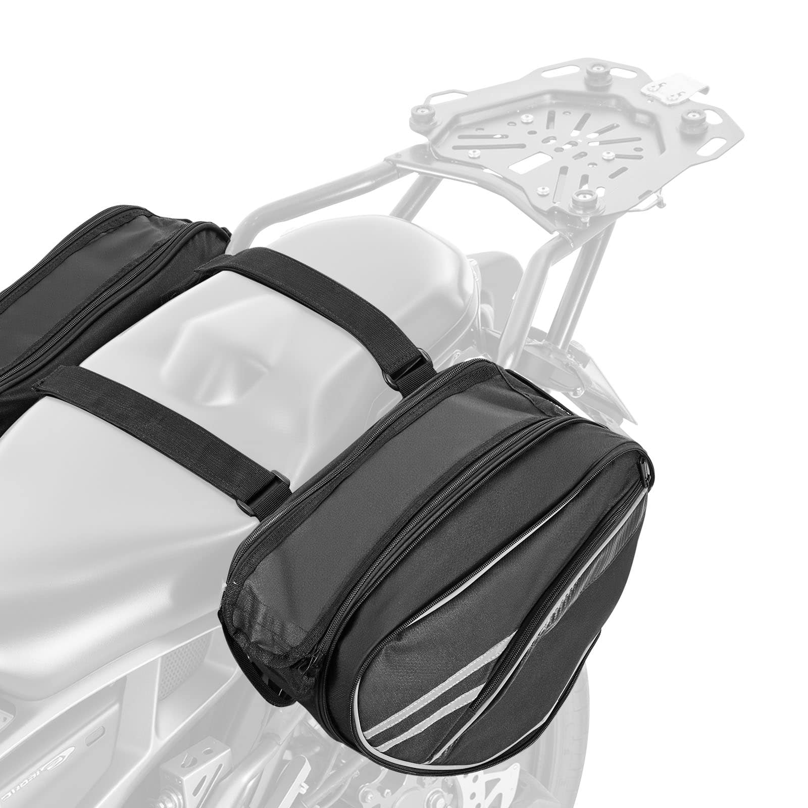 VEVOR - Motorcycle Saddlebag, 30 L (15 L x 2) Large Capacity Side Saddle Bag with Waterproof Rain Cover and Straps - Black