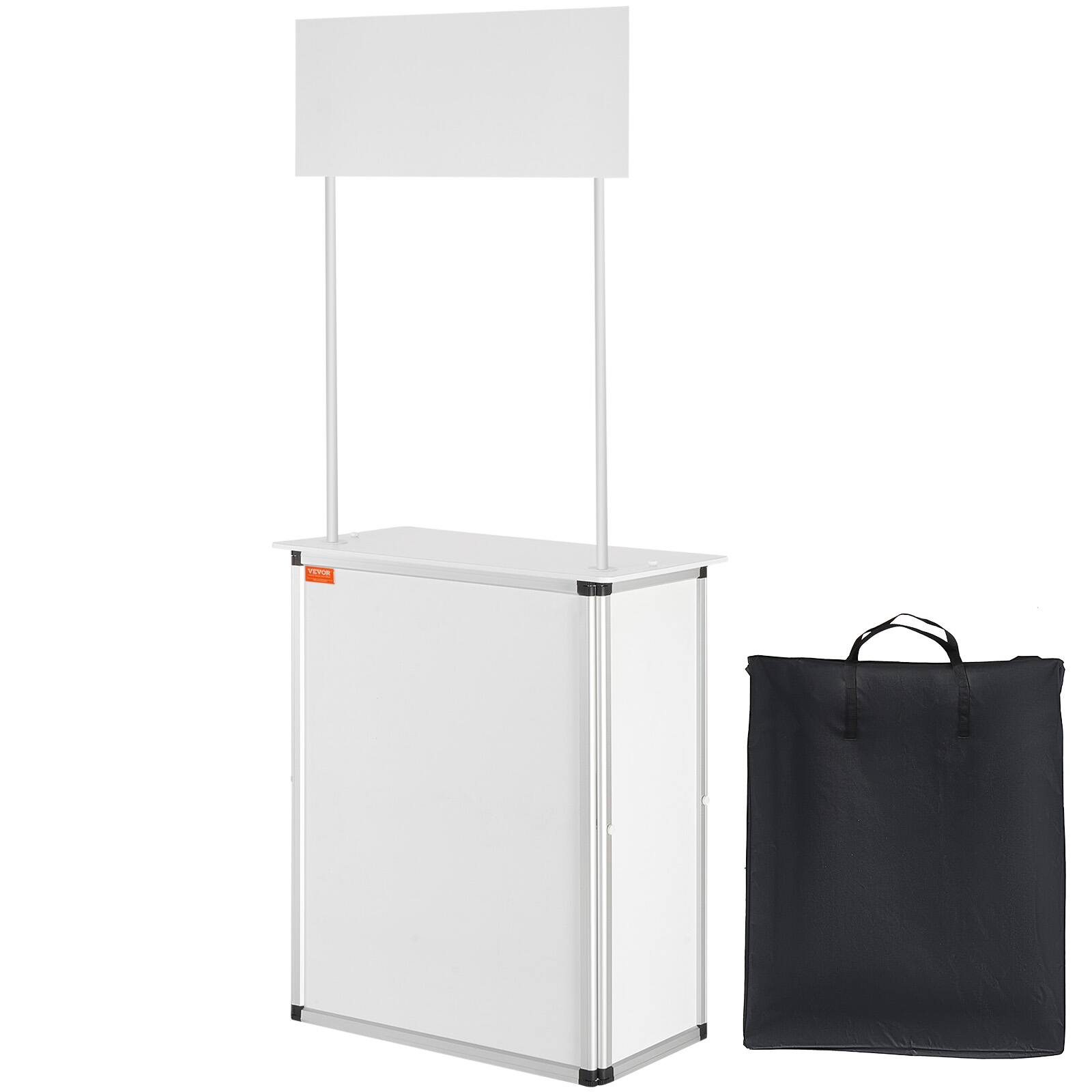 Alt View 5. VEVOR - Promotion Counter Table, Portable Tradeshow Podium Table, 30.91" x 14.96" x 71.46", Display Exhibition Counter Stand - White.