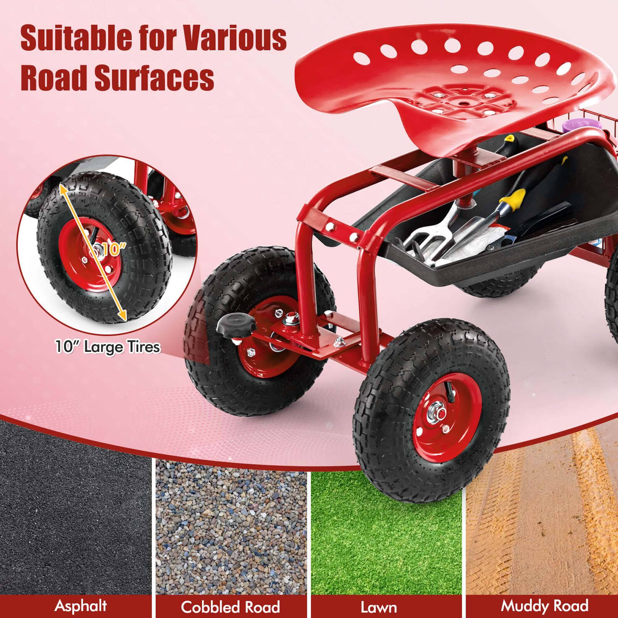 Suitable for Various Road Surfaces

10" Large Tires

Asphalt  
Cobbled Road  
Lawn  
Muddy Road