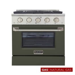 Kucht - 30 in. 4.2 cu. ft. Natural Gas Range with Sealed Burners and Convection Oven in Olive Green - Olive Green