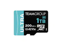 Team Group - Team 1TB microSDXC U3 Card, Up to 200MB/s, for Nintendo Switch, Steam Deck, ROG Ally (TULMSDX1TIA2V3022503)