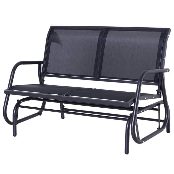 Hivvago- 2 Seater Mesh Outdoor Patio Swing Glider Dark Gray- Black