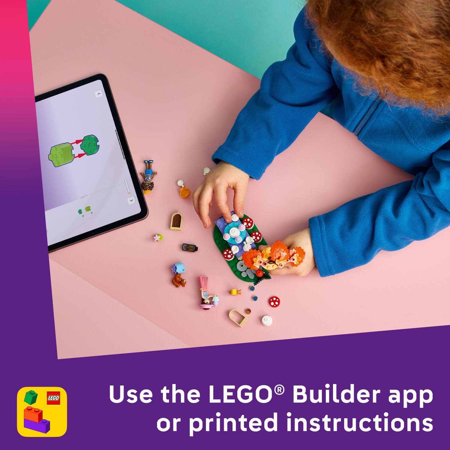 Use the LEGO® Builder app or printed instructions