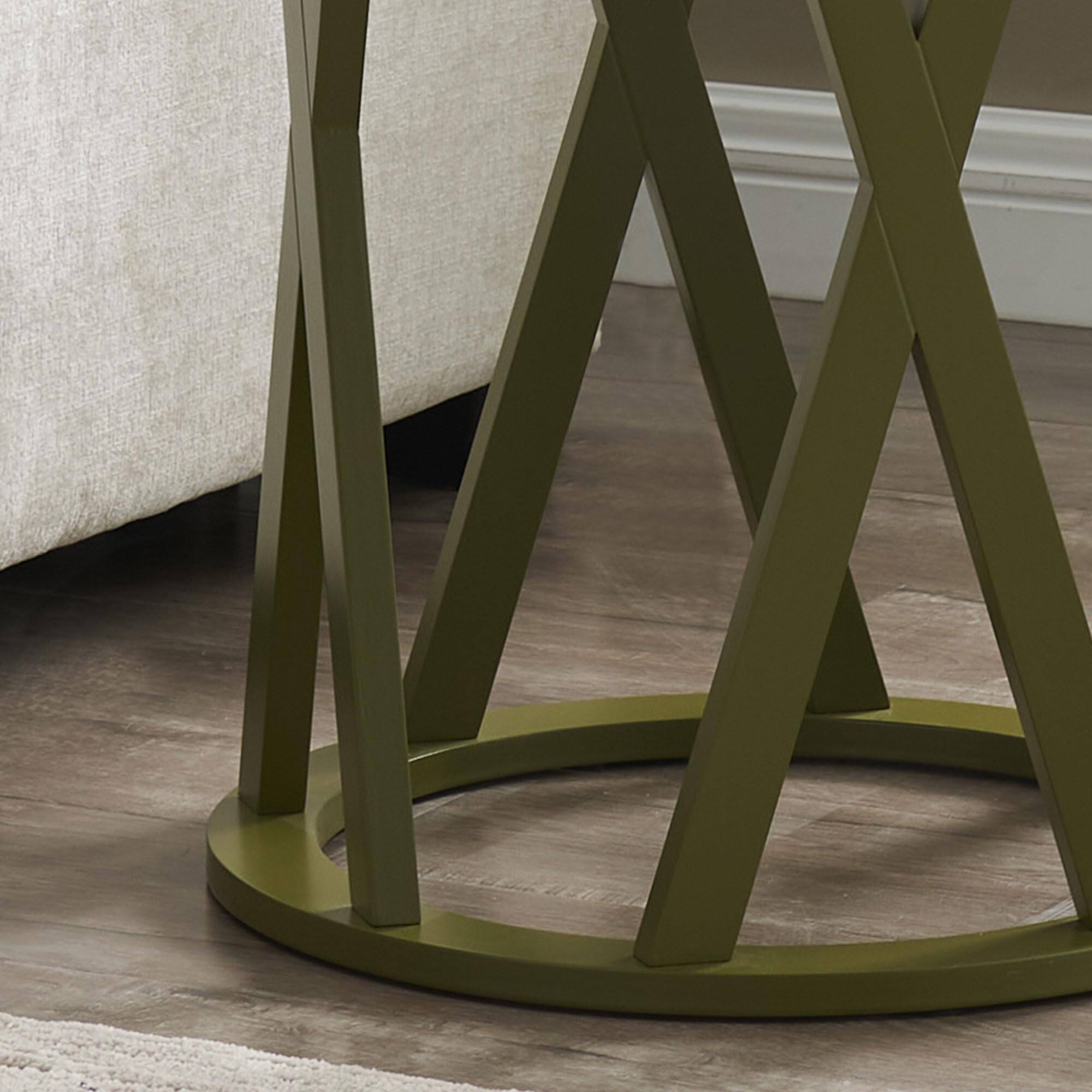 Alt View 2. Kings Brand Furniture - Kings Brand Furniture Emma Side End Table - Modern Round Farmhouse Accent Table - Open White.