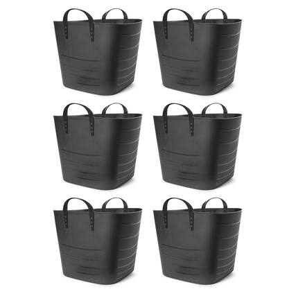Front. Life Story - Life Story Tub Basket 25 Liter Plastic Storage Tote Bin with Handles (6 Pack) - Black.