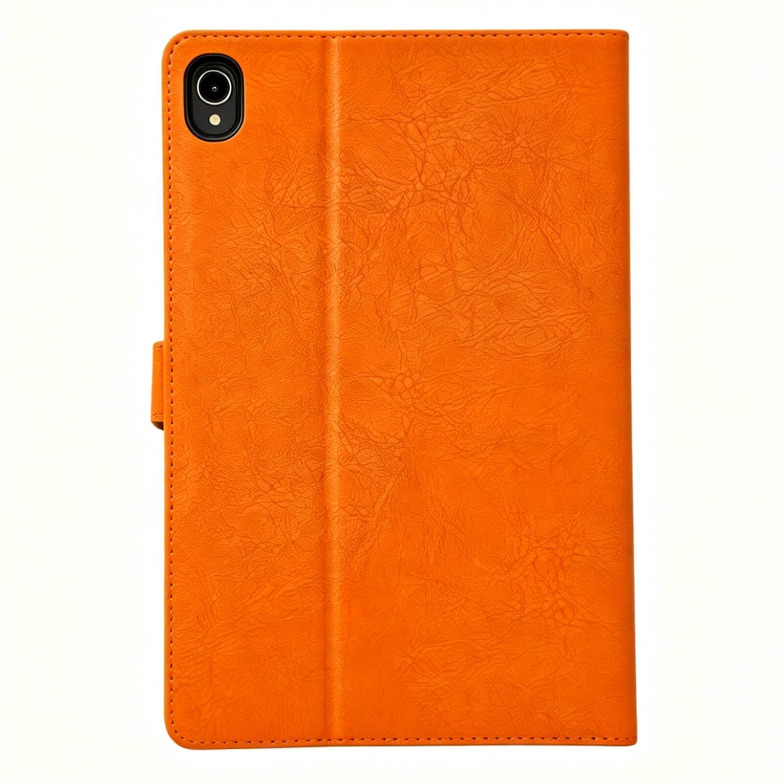 Angle. Dteck - Case for Samsung Galaxy Tab S11 (SM-X730)11.0" 2025,Embossed Bird Wallet Folio Stand Cover,Shockproof Faux Leather Shell - Orange.