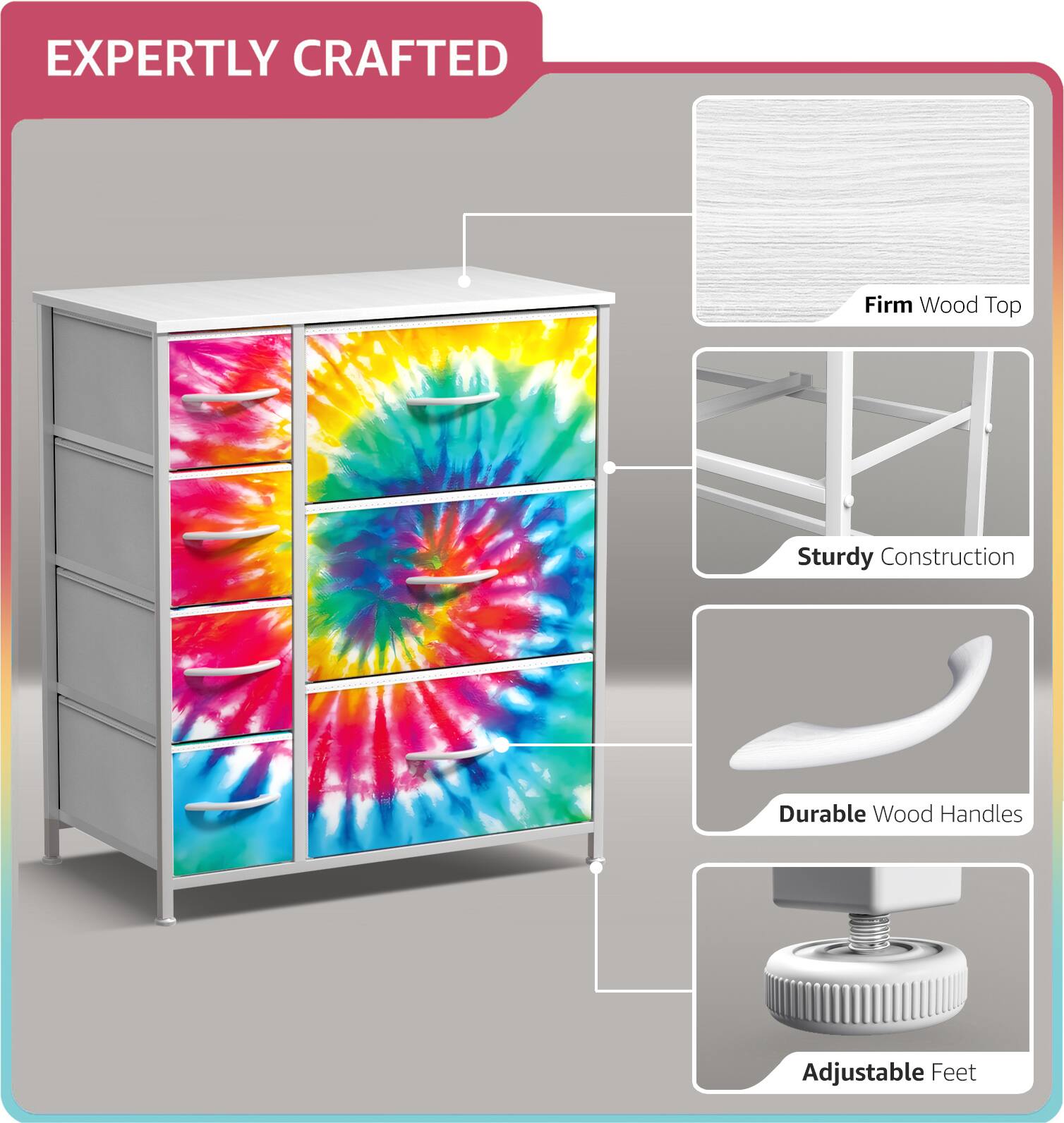 EXPERTLY CRAFTED

- Firm Wood Top
- Sturdy Construction
- Durable Wood Handles
- Adjustable Feet