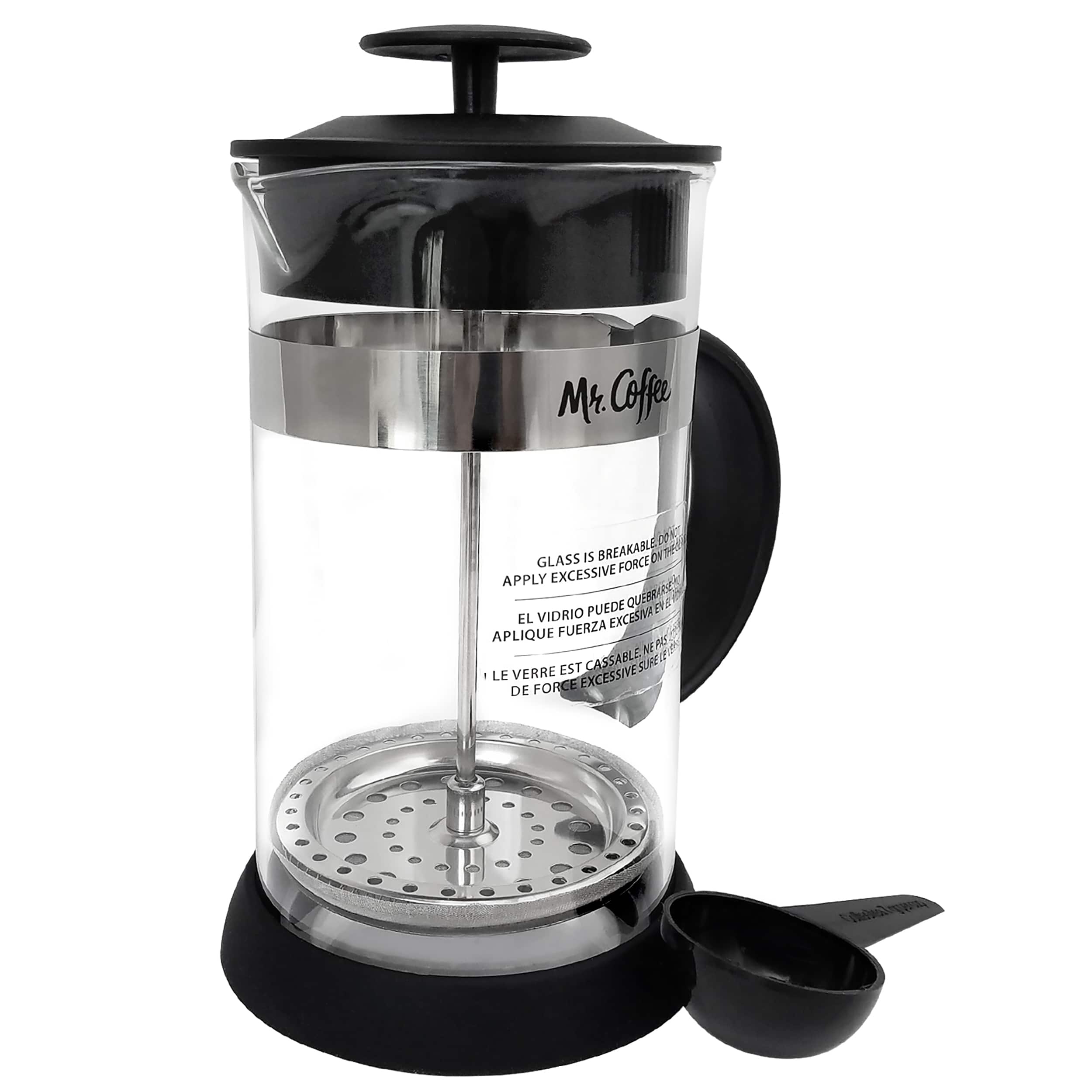 Mr. Coffee - Cafe Oasis 32 Ounce Quart Glass Body French Press Coffee Maker - Black