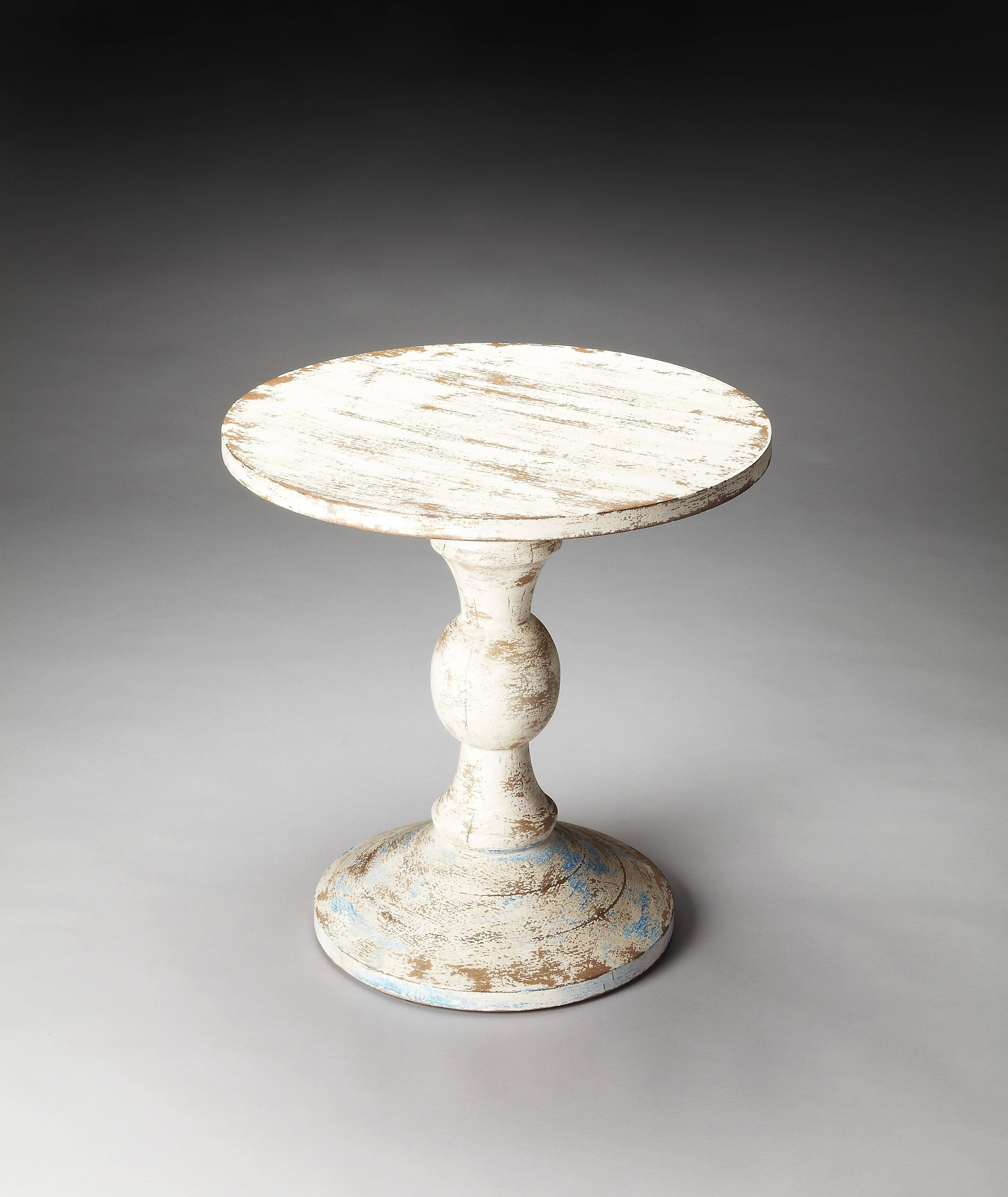Alt View 1. Butler Specialty - Grandmas Attic 23.5 in. W Round Solid Wood Rustic Pedestal Side Table - White.