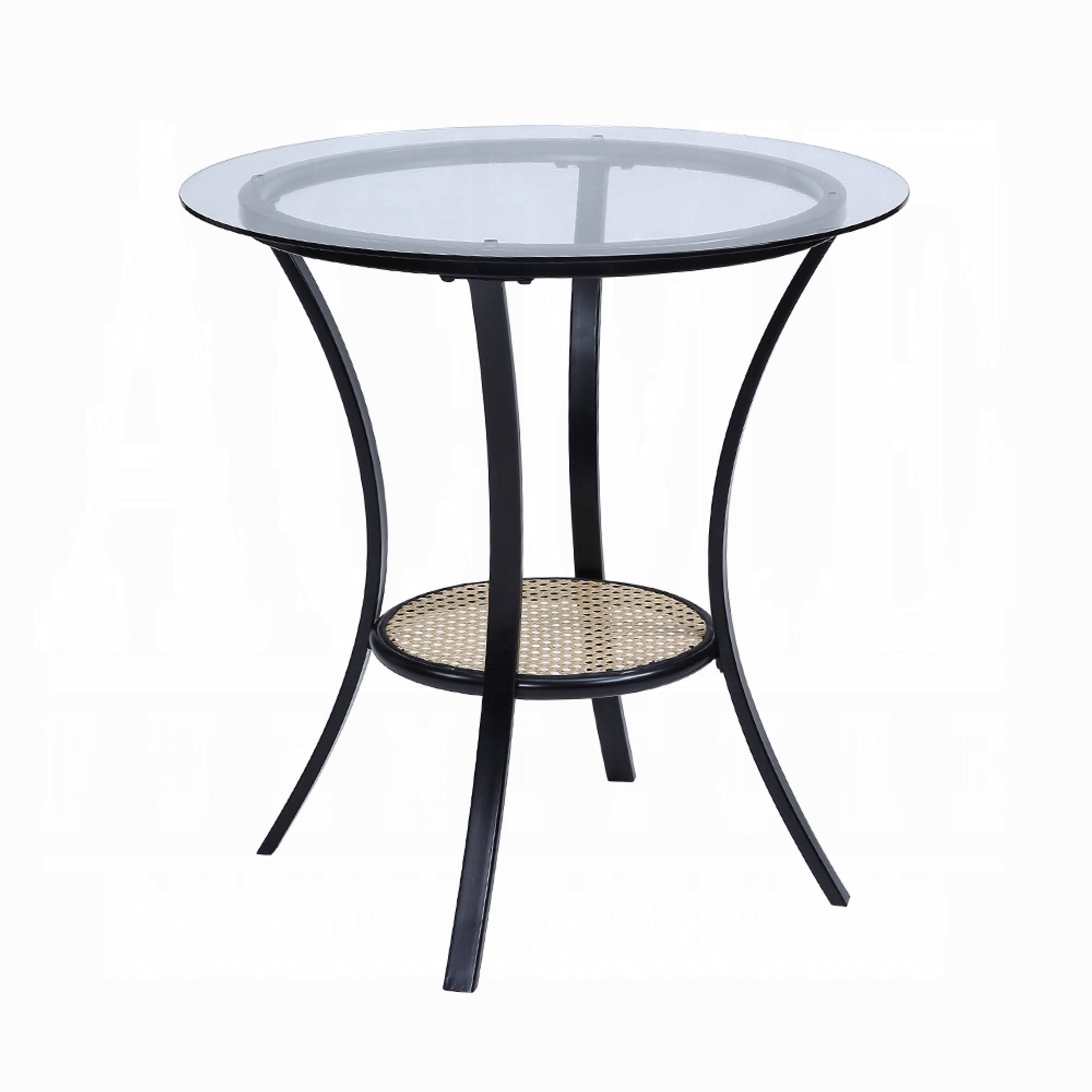 Alt View 1. Manhattan Lane - Col 3pc Accent Table and Chair Set, Black Legs, Glass Top, Padded Seat - Black, Beige.