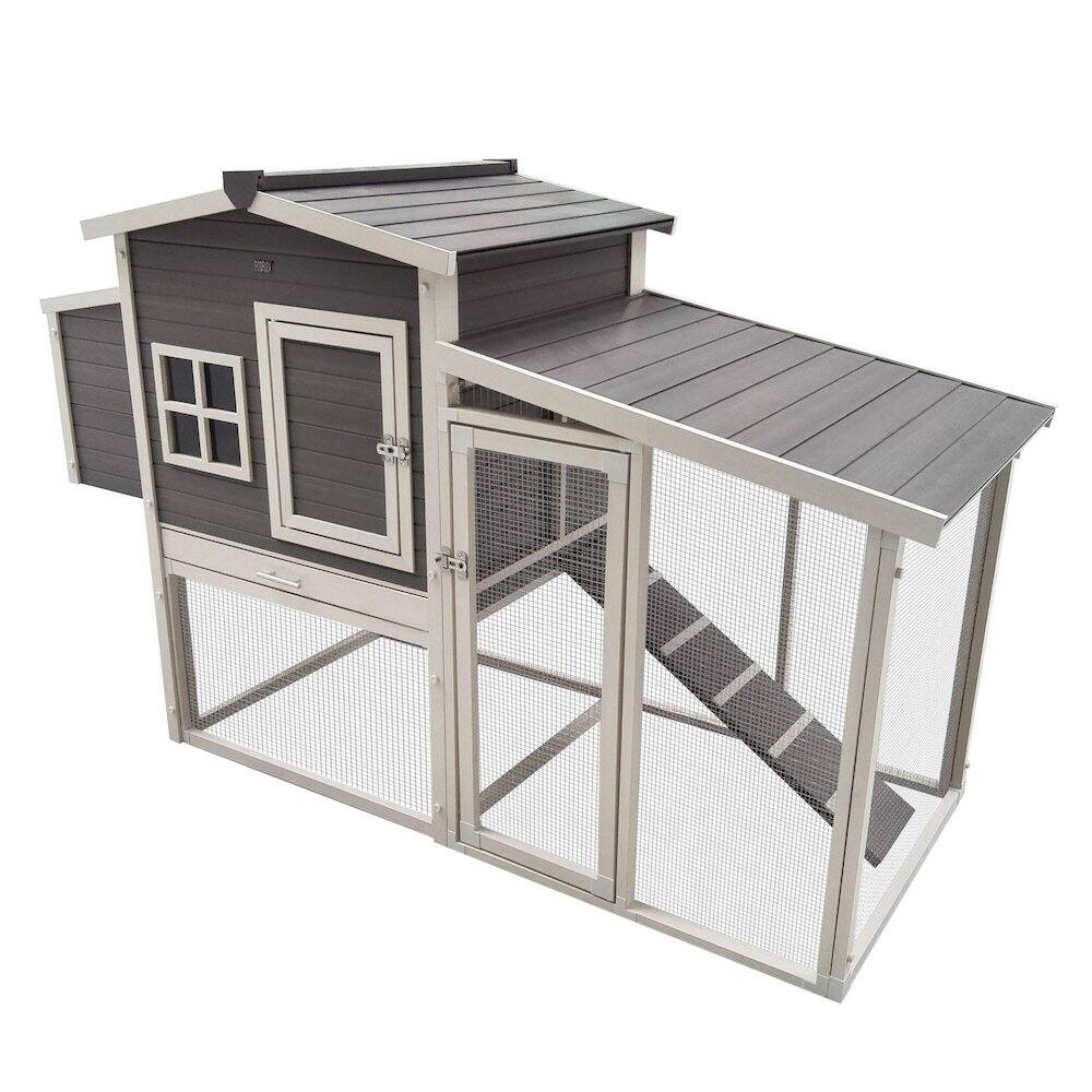 Angle. New Age Pet - ECOFLEX Hampton Chicken Barn and Pen in Grey - Grey.