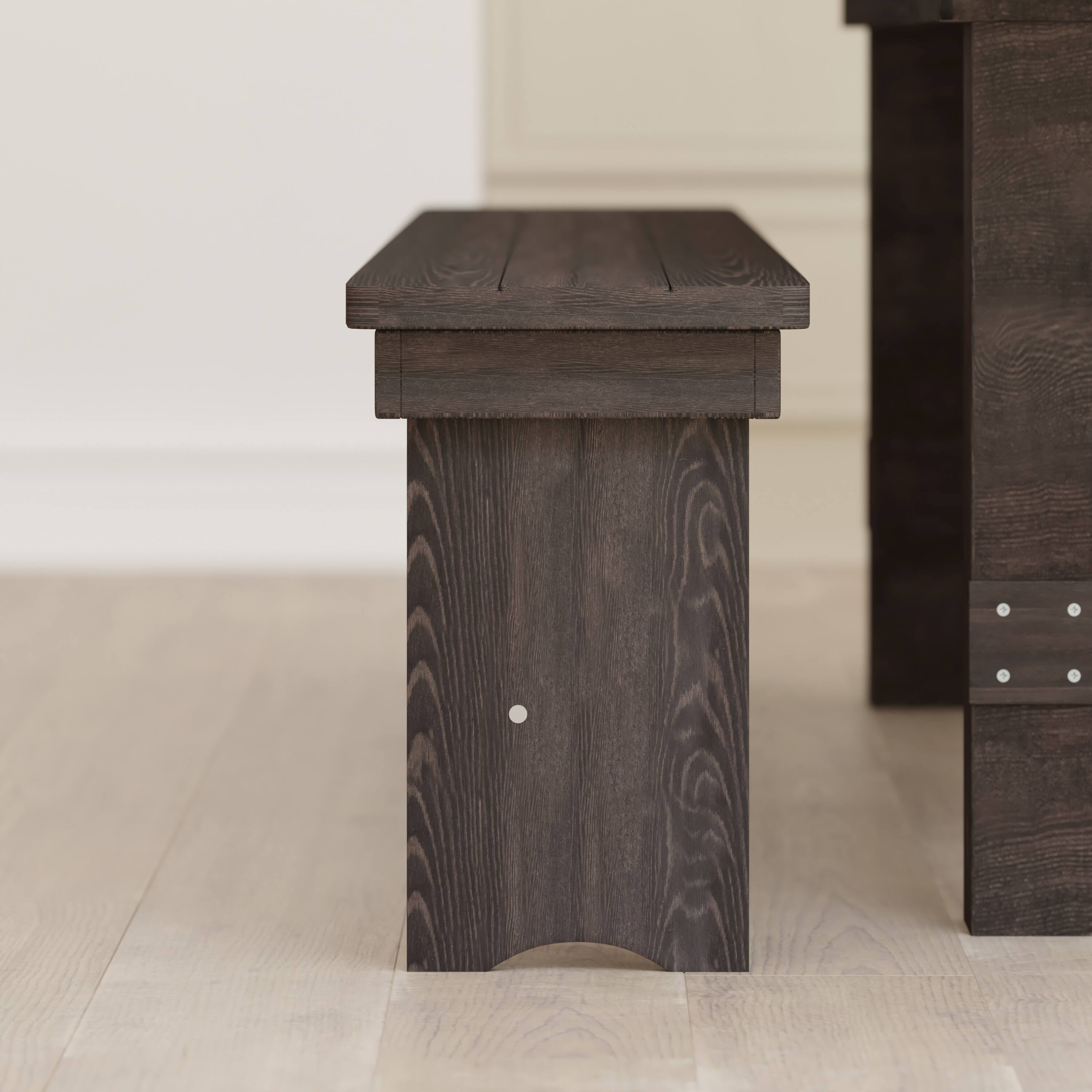 Alt View 5. Emma + Oliver - 8' x 12" Antique Rustic Solid Pine Folding Farm Bench - Portable Bench - Mahogany.