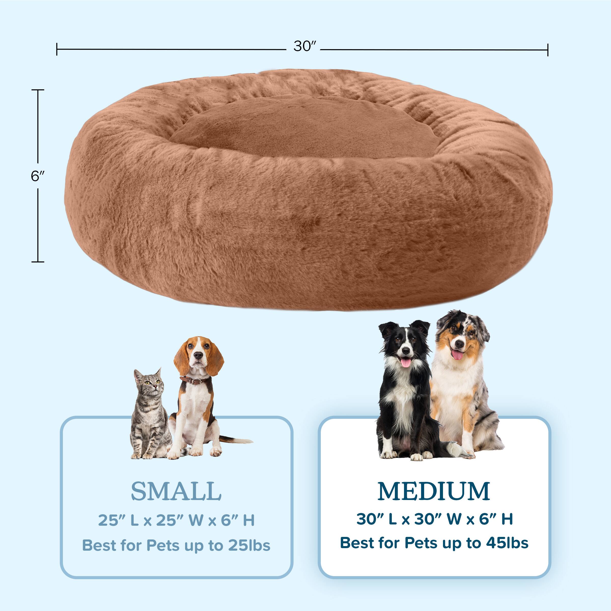 **SMALL**  
25" L x 25" W x 6" H  
Best for Pets up to 25lbs  

**MEDIUM**  
30" L x 30" W x 6" H  
Best for Pets up to 45lbs