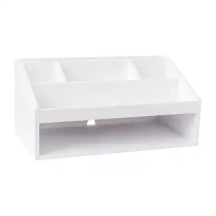 Front. Martha Stewart - Weston Premium Engineered Wood Desktop Organizer - White.