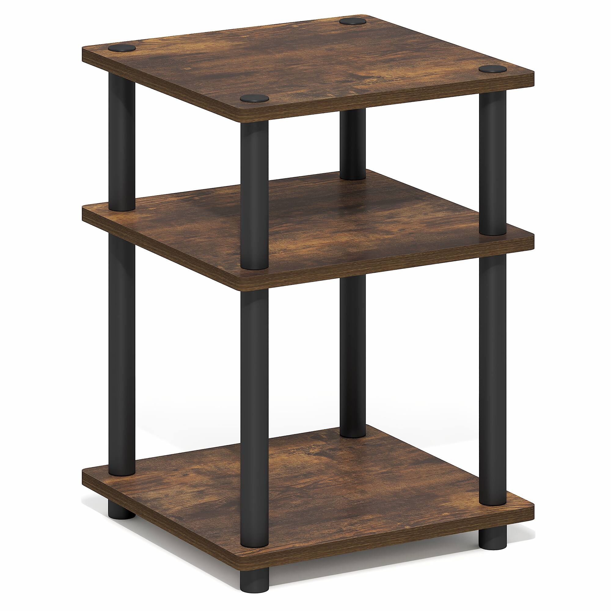 Alt View 5. Furinno - TURN-N-TUBE Side Table, Square End Table, Toolless Open Shelves Nightstand, Night Stand, Bedside Table, Easy Assembly - Amber Pine/Black.