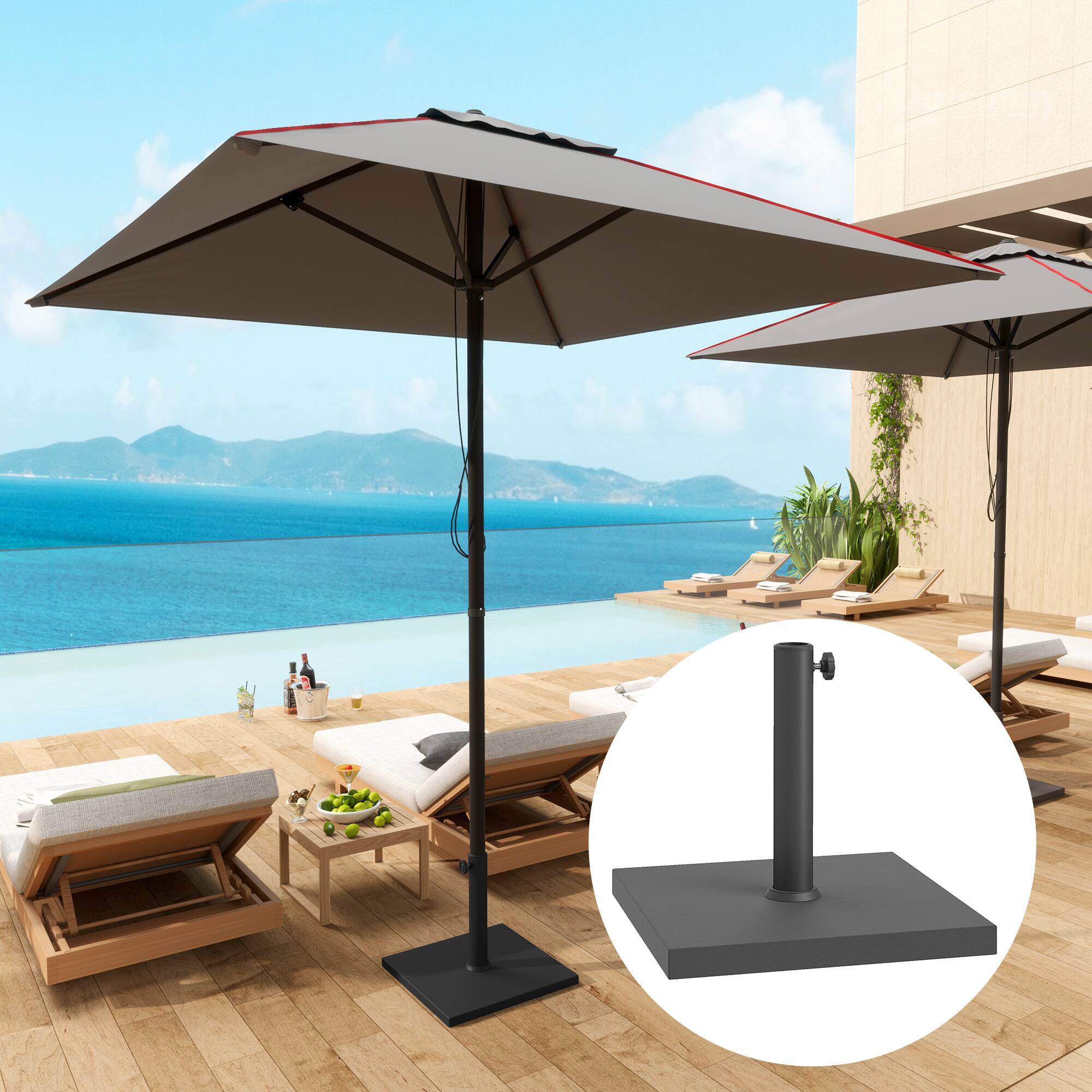 Angle. Outsunny - Patio Umbrella Base, 32 lbs Umbrella Base, Outdoor Umbrella Stand Patio Umbrella Holder for 1.5"/1.9" Umbrella Poles - Black.