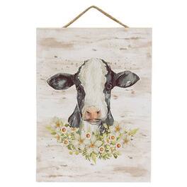 BreeBe - *Cow & Flowers Portrait Hanging Sign - Multicolor