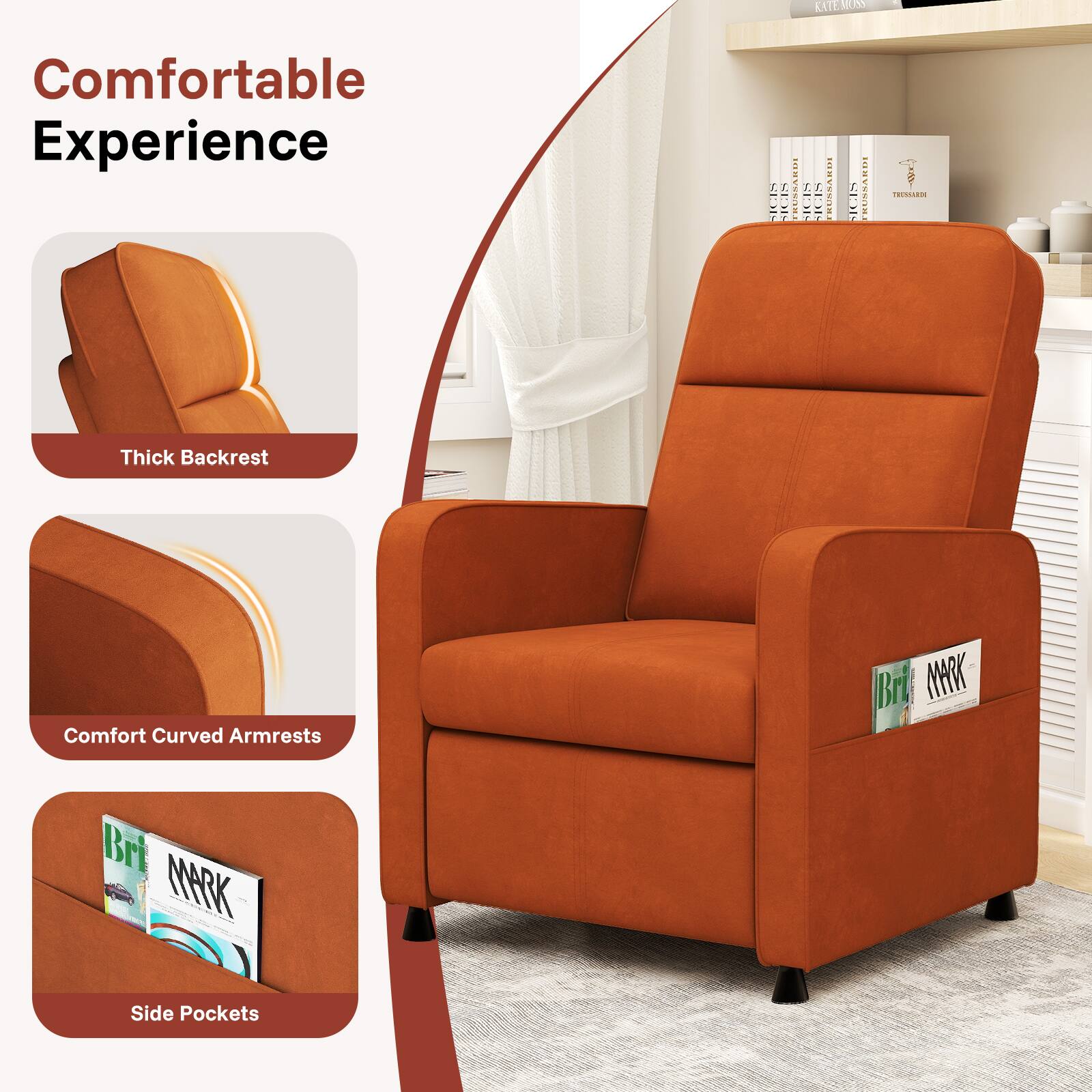 KATEMIAS Comfortable Experience 1OM SICIS 4  GIS SED TRESSARDI : IGIS BURKAMI ........ Thick Backrest Comfort Curved Armrests Bri MARK Bri  MARK -ha Side Pockets