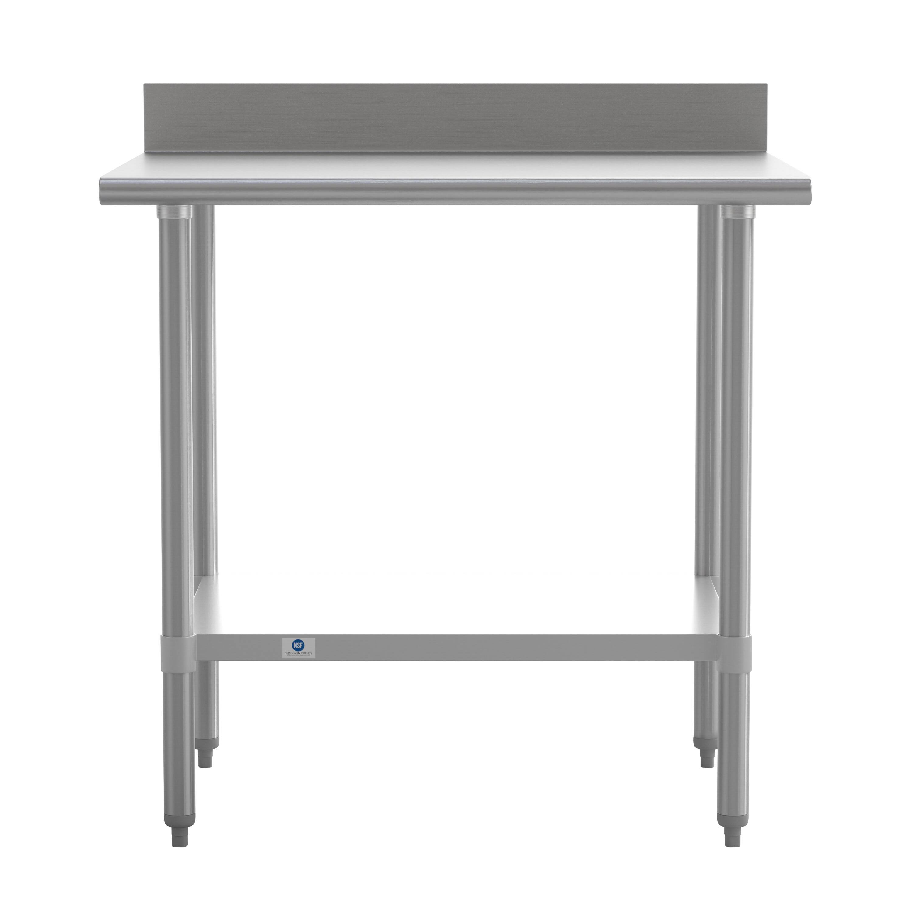 Angle. Flash Furniture - Reese Commercial Grade 430 Stainless Steel 18 Gauge NSF Certified 30" x 36" Kitchen Prep and Work Table with Adjustable - Gray.