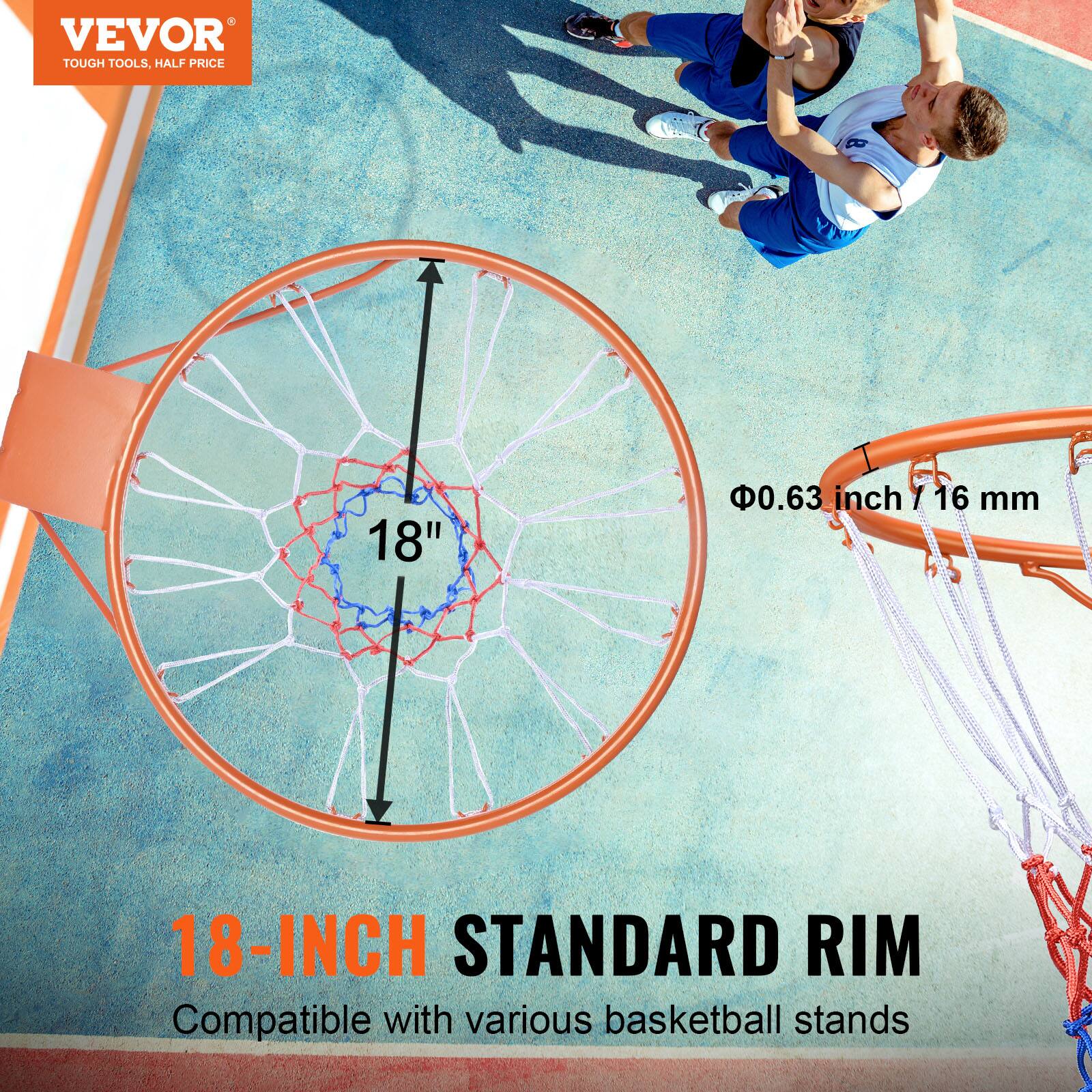 VEVOR TOUGH TOOLS, HALF PRICE, 18" 0.63 inch 1 16 mm, 18-INCH STANDARD RIM, Compatible with various basketball stands