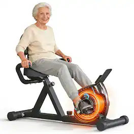 Brick Attic - Recumbent Exercise Bike Indoor with Adjustable Seat and 8 Resistance Level,Anti-Slip Pedals, Stationary Bike - Black