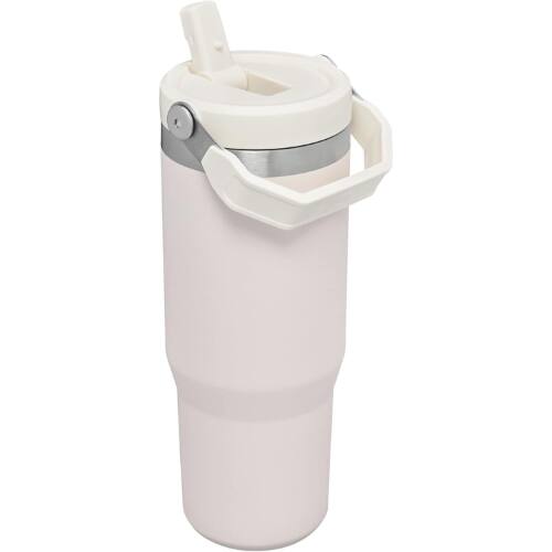 Left. Stanley - Stanley IceFlow 30oz Flip Straw Tumbler with Handle, Leak-Resistant Insulated Stainless Steel Bottle, Rose Quartz - Rose Quartz.