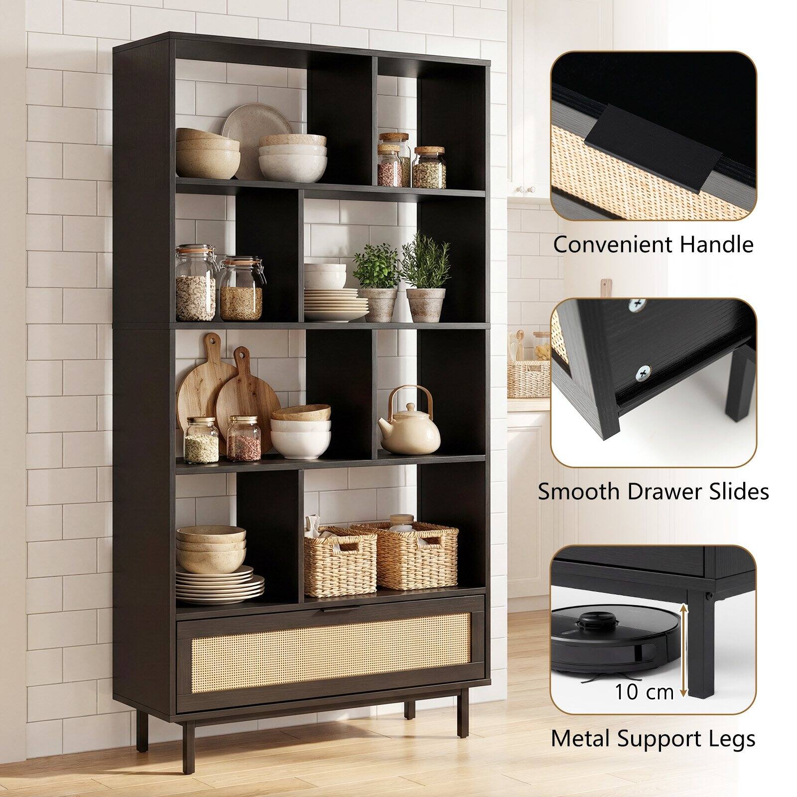 Convenient Handle  
Smooth Drawer Slides  
10 cm Metal Support Legs