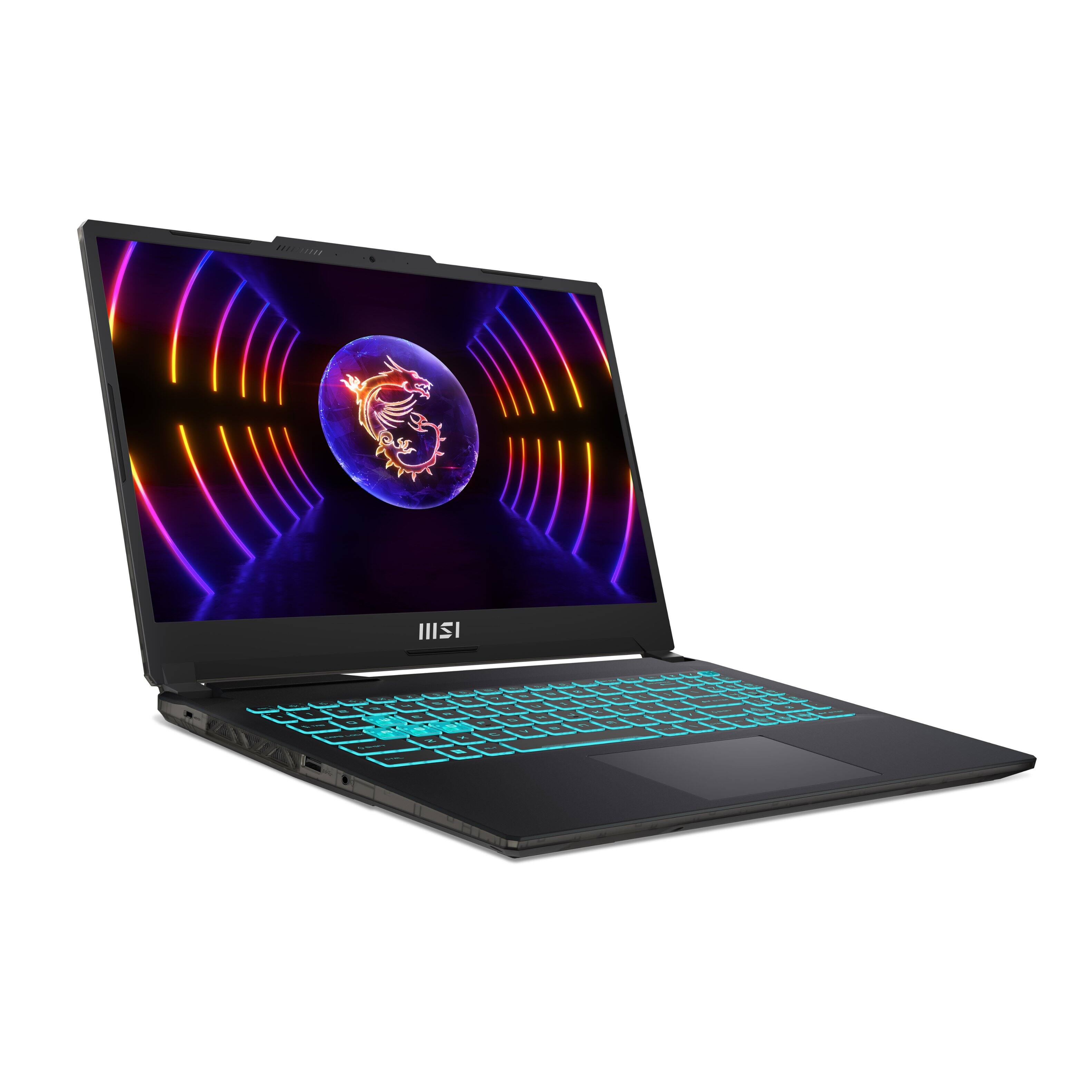 Left. MSI - Cyborg 15 15.6" 144Hz Gaming Laptop FHD - Intel i7-13620H with 16GB RAM - RTX 4050 with 6GB GDDR6 -  512GB NVMe SSD - Black.