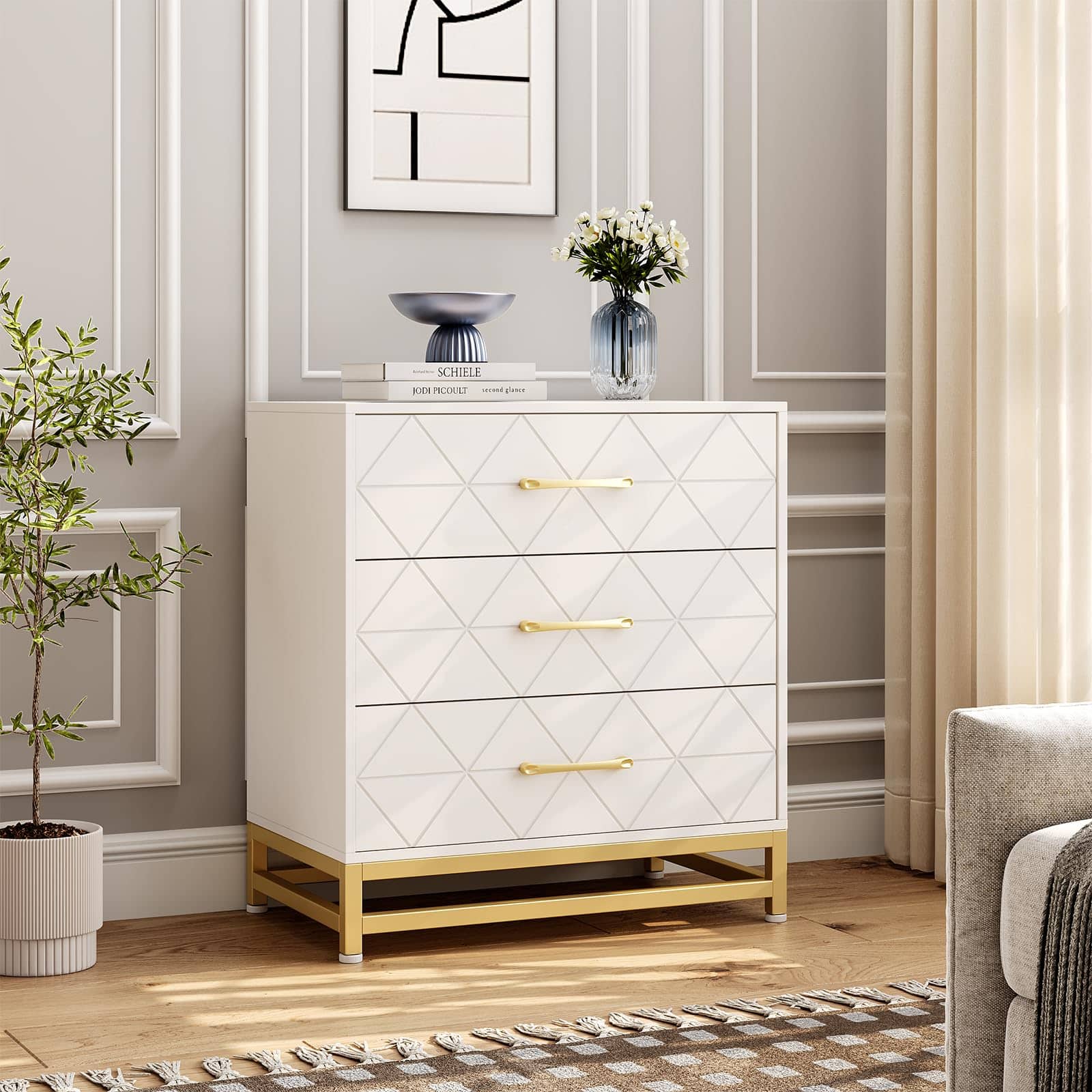 Babevy - 3-Drawer Wood Dresser, Modern Storage Chest for Bedroom, Closet, Living Room & Nursery - White price history on PriceWatchPro