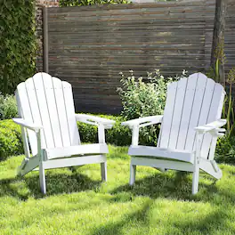 Gymax - Patio Folding Adirondack Chair Weather Resistant Cup Holder Yard - White