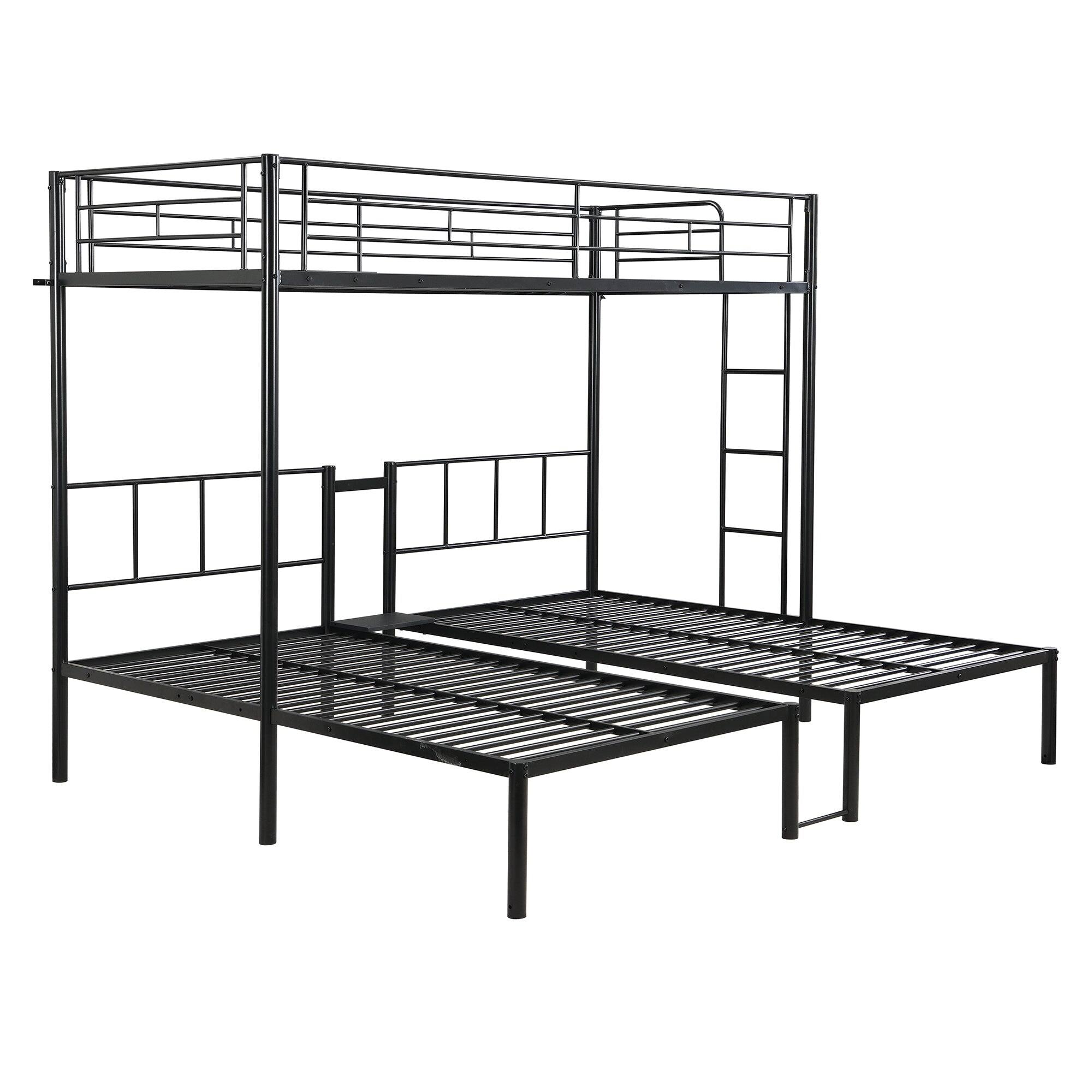 Alt View 9. Boyel Living - Twin Over Twin Over Twin Metal Triple Bunk Bed with Vertical Ladder and Safety Rails - Black.