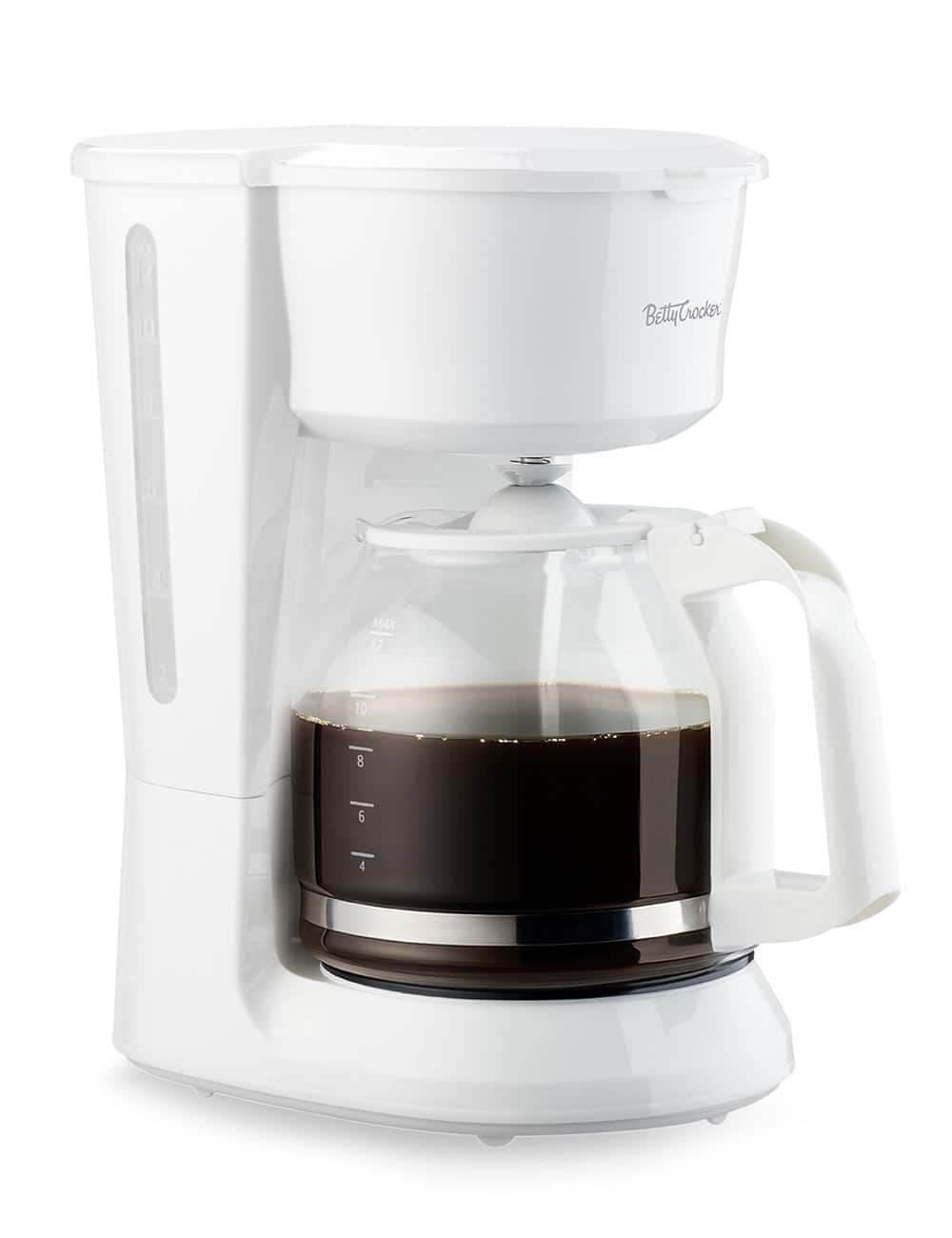 Betty Crocker - 12-Cup Drip Coffee Maker with Glass Carafe, Pause & Pour Feature, Removable Filter Holder & Warming Plate, BC-5729W - White