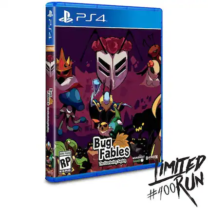 PS4 Bug Fables HCaitpCytn OATING MONONG RP ESRB Bug Fables Everlasting Sapling GANES The JUMITED #400 PORUN
Corrected:
PS4 Bug Fables Everlasting Sapling LIMITED RUN #400 - T (Teen 13+)
