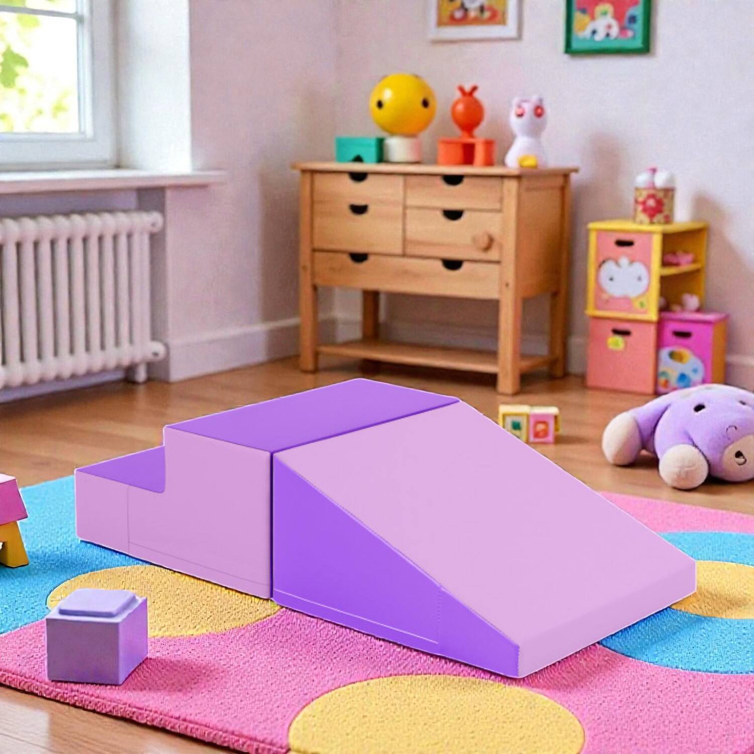 BreeBe - 2-Piece Infant and Toddler Foam Play Set with Step and Slide Climber - Purple price history on PriceWatchPro