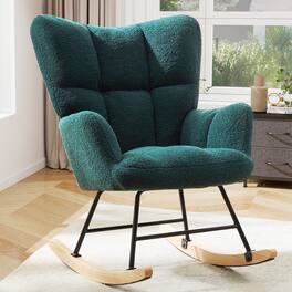 IULULU - Rocking Chair, Ergonomic High Back, Comfy Seat with Side Support - Green
