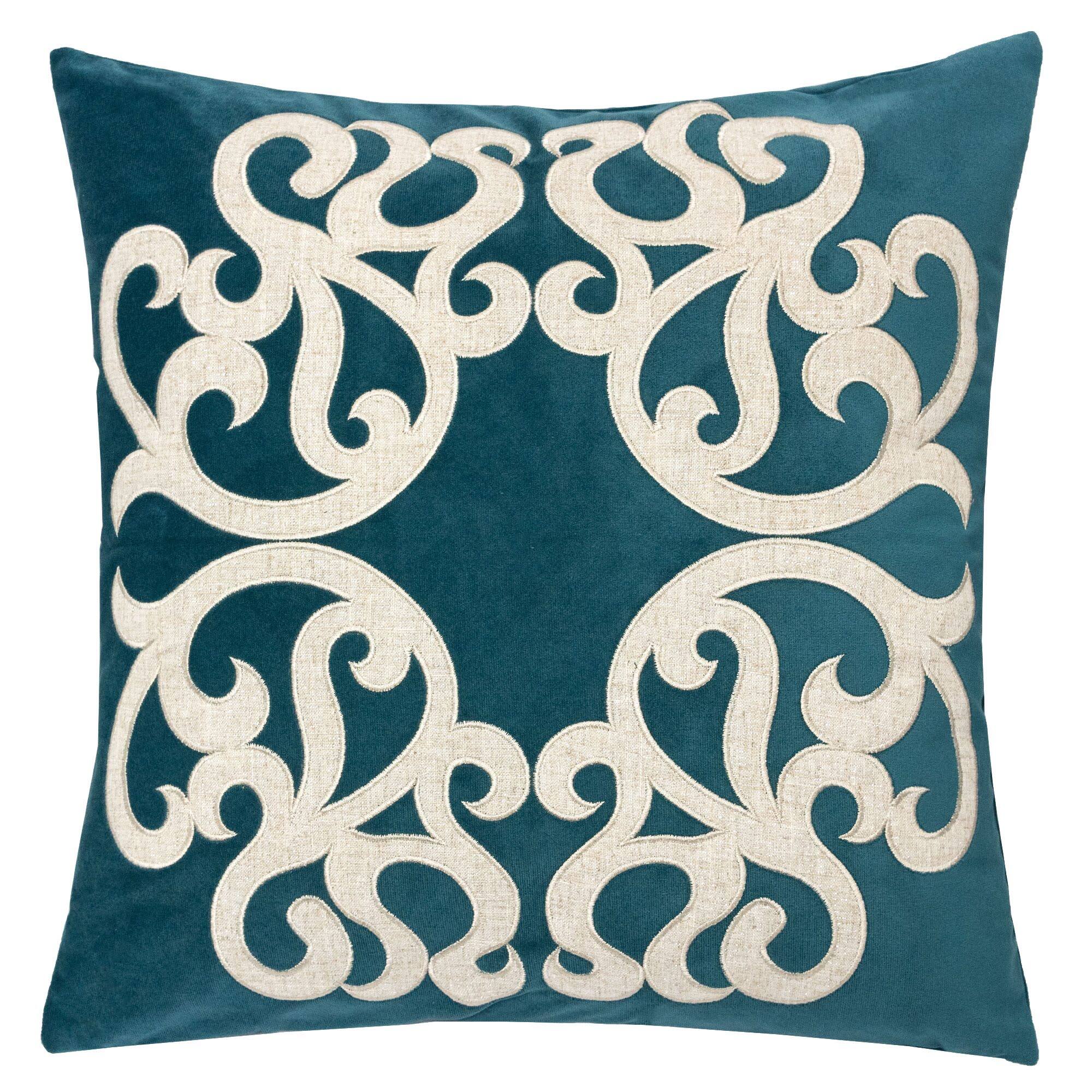 Front. LuXeo - Square Velvet Pillow Cover & Insert - CERULEAN.