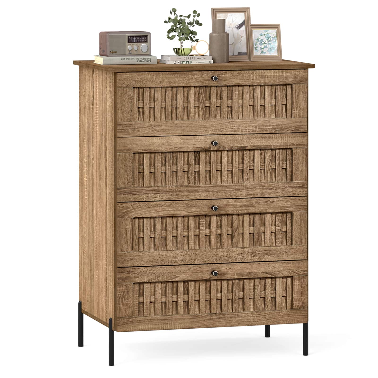 Gymax - 425'' Tall Storage Chest Cabinet w/Interlocking Mechanism Metal Legs for Closet - Yellow