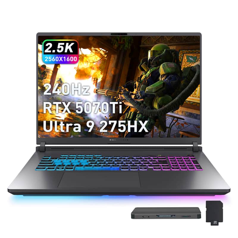 ASUS - Strix G18 18" Gaming Laptop,Ultra 9 275HX,32GB DDR5,2TB+1TB Dock Set,RTX 5070 Ti,Backlit Keyboard,Win 11 Pro - Gray
