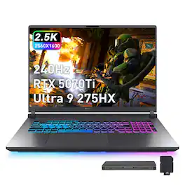 ASUS - Strix G18 18" Gaming Laptop,Ultra 9 275HX,32GB DDR5,2TB+1TB Dock Set,RTX 5070 Ti,Backlit Keyboard,Win 11 Pro,Gray - Blue