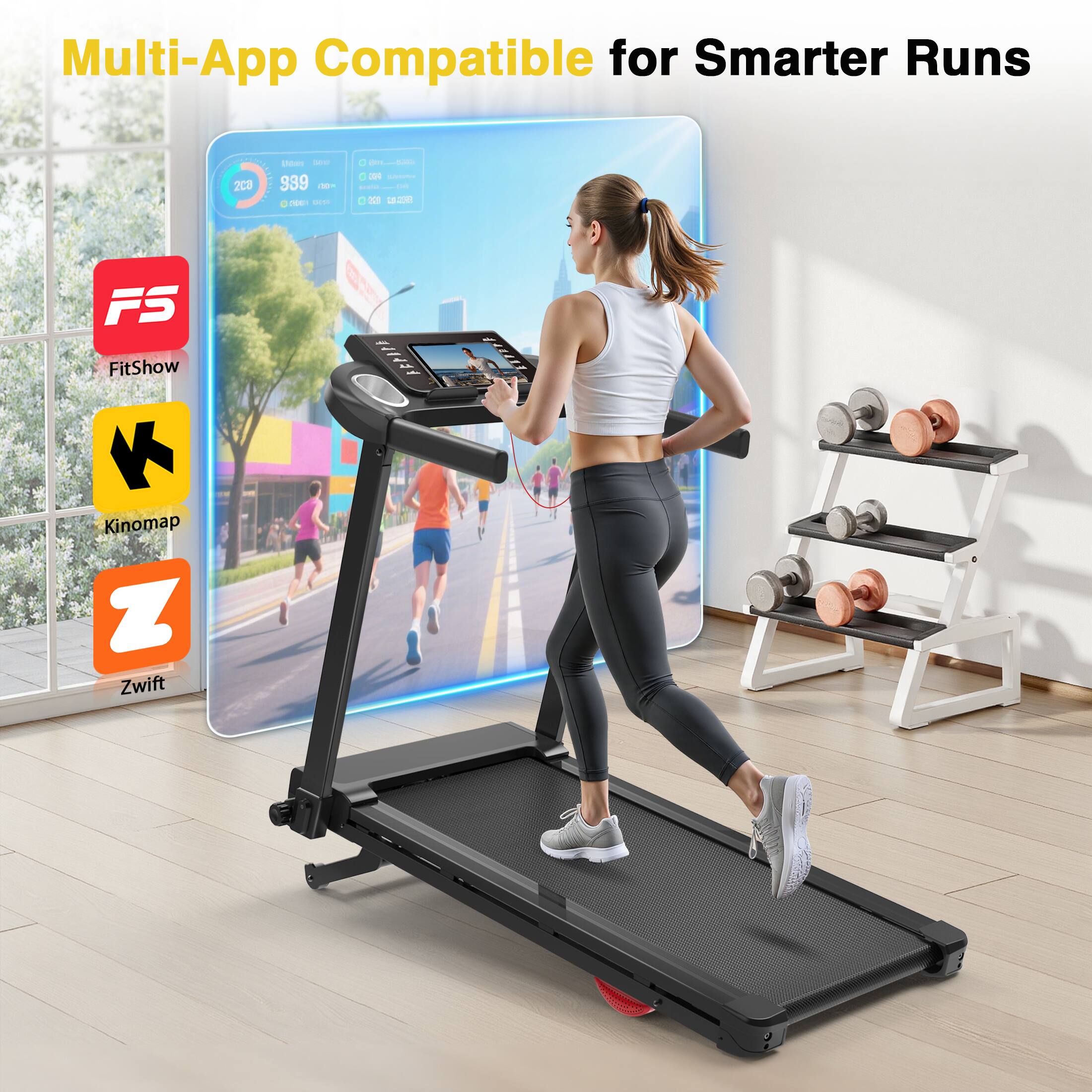 Multi-App Compatible for Smarter Runs

- FitShow
- Kinomap
- Zwift