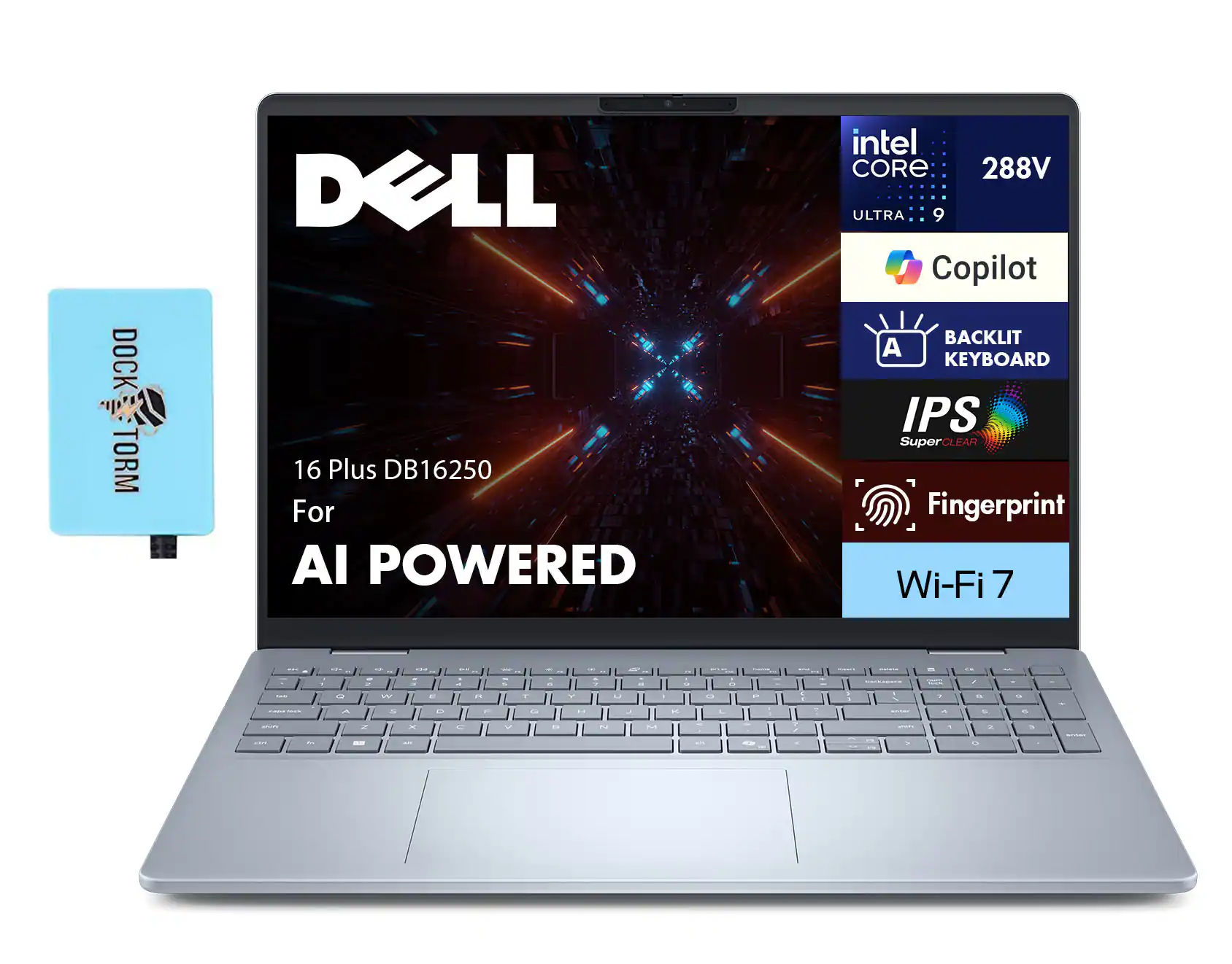 Dell - 16 Plus DB16250 Laptop 16.0 WQXGA (Intel Ultra 9-288V, 32GB LPDDR5X, 2TB M.2 PCIe SSD, Win 11 Pro) w/USB Hub - Ice Blue