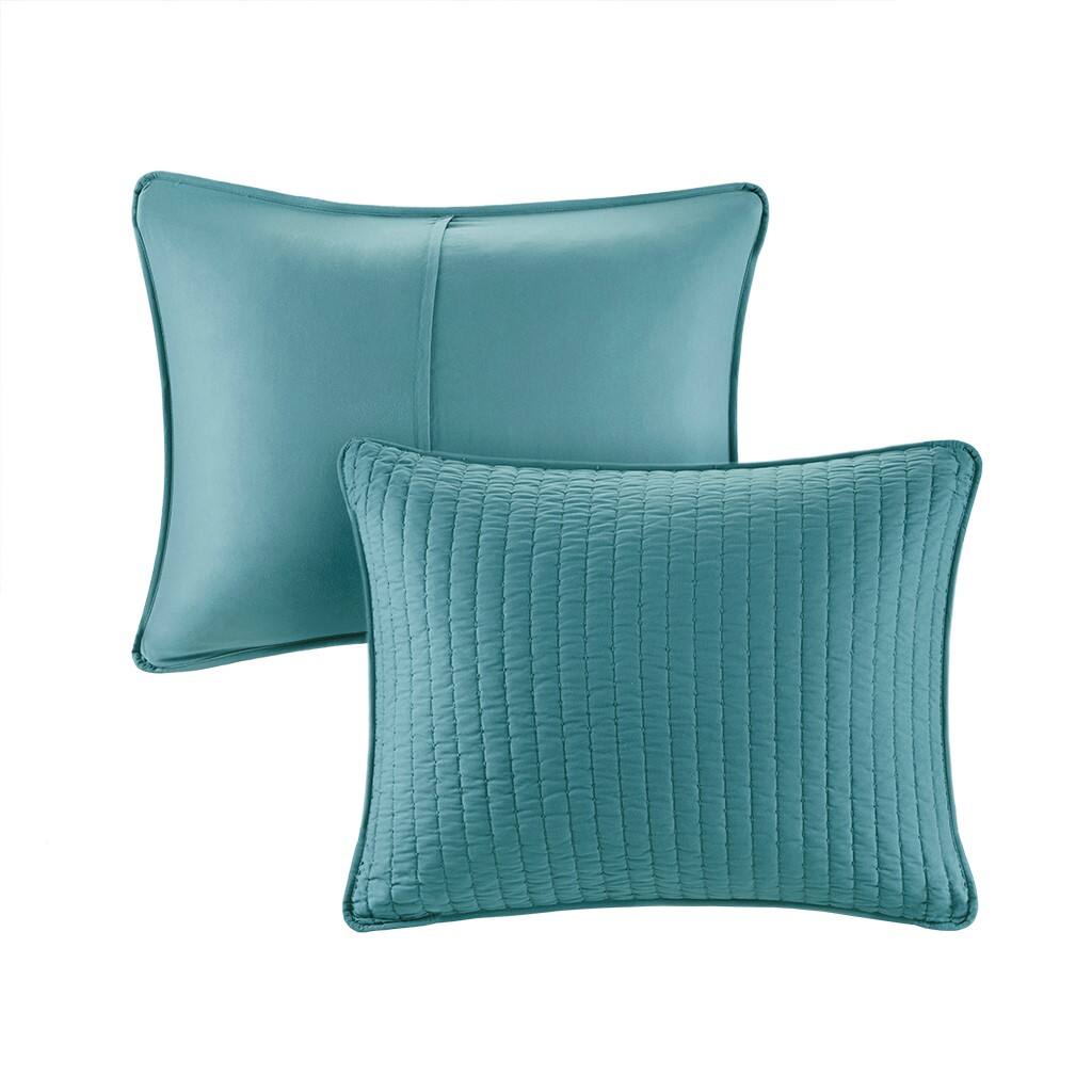 Alt View 4. Gracie Mills - Gracie Mills Becker Cozy Reversible Pick Stitch Quilt Set with Matching Shams - Teal.