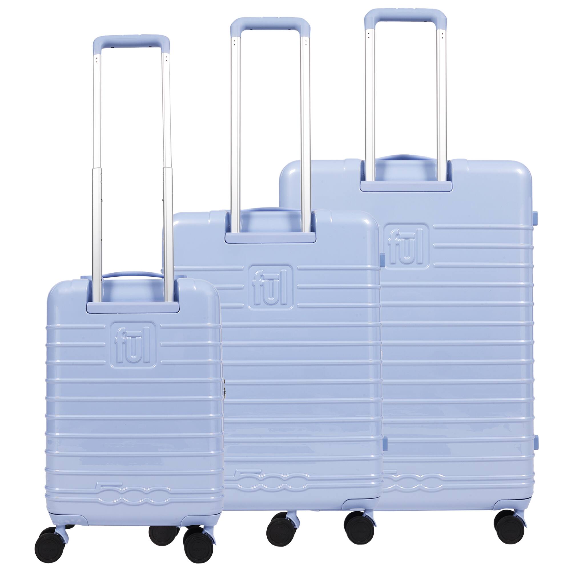Back. Ful - 3-Piece Expandable Hardside Spinner Luggage Set – 22", 26.5", 31.5" - LIGHT BLUE.