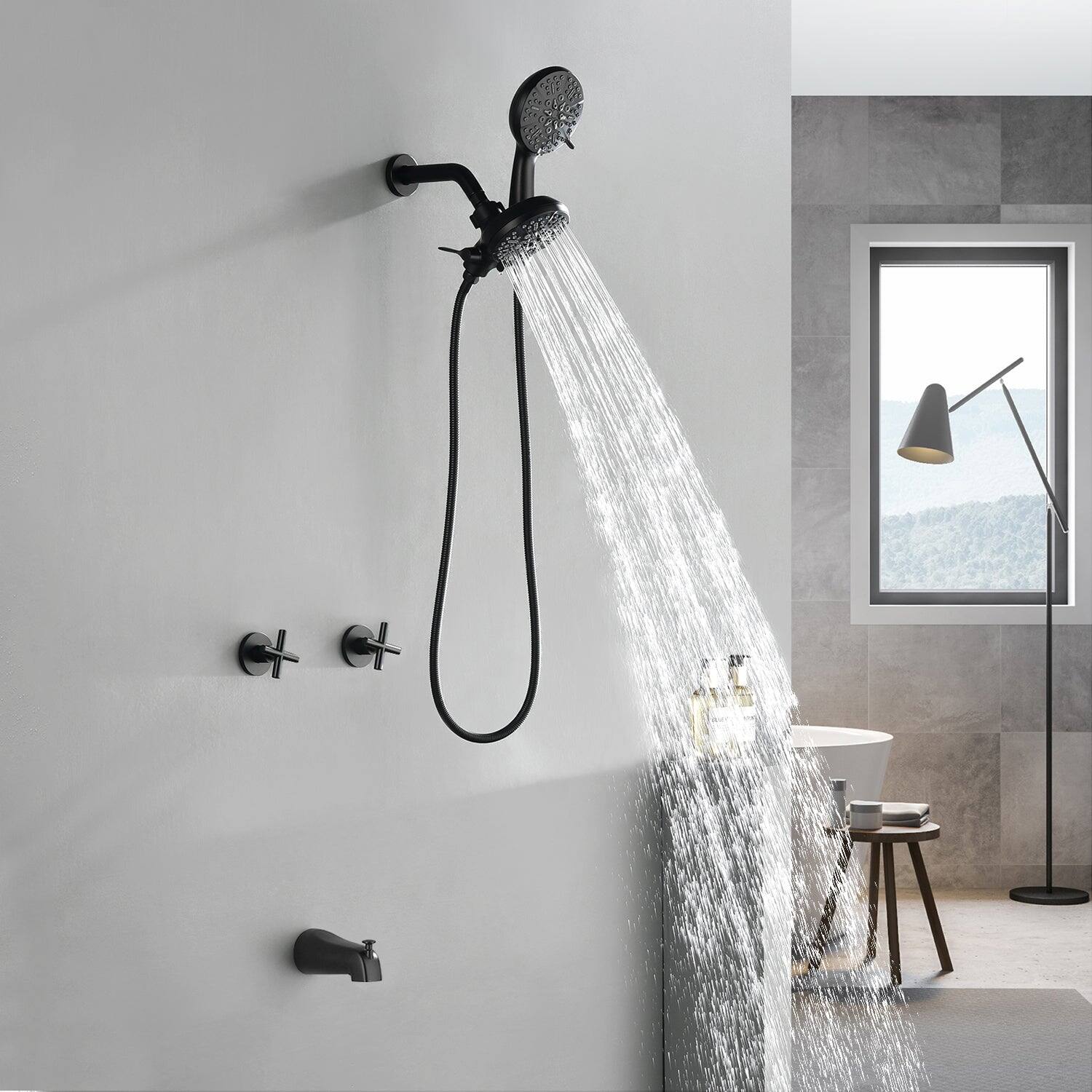 Alt View 4. Boyel Living - Matte Black Shower Set with 7 Function Dual Shower Heads and Tub Spout - Matte Black.