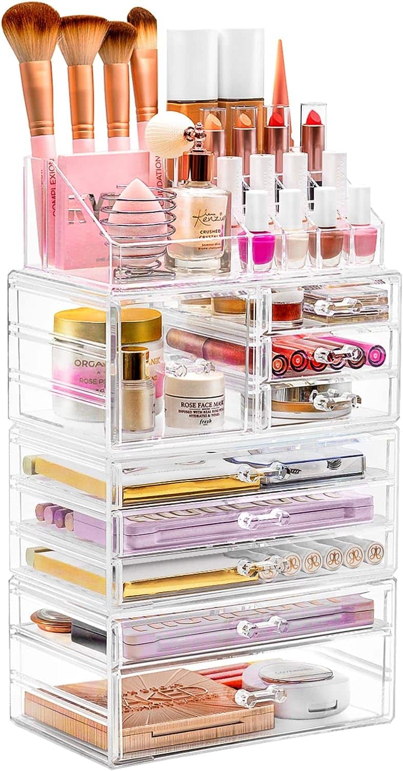 Sorbus - Cosmetic and Jewelry Organizer for Bath, Dresser, Etc - Clear